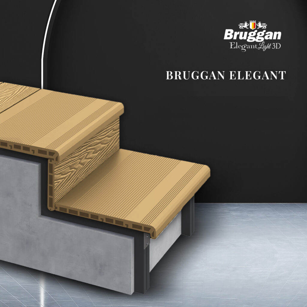 Novedad de la temporada - Bruggan Elegant step. Este peldaño es el acento de acabado ideal para la terraza y facilita mucho su instalación.