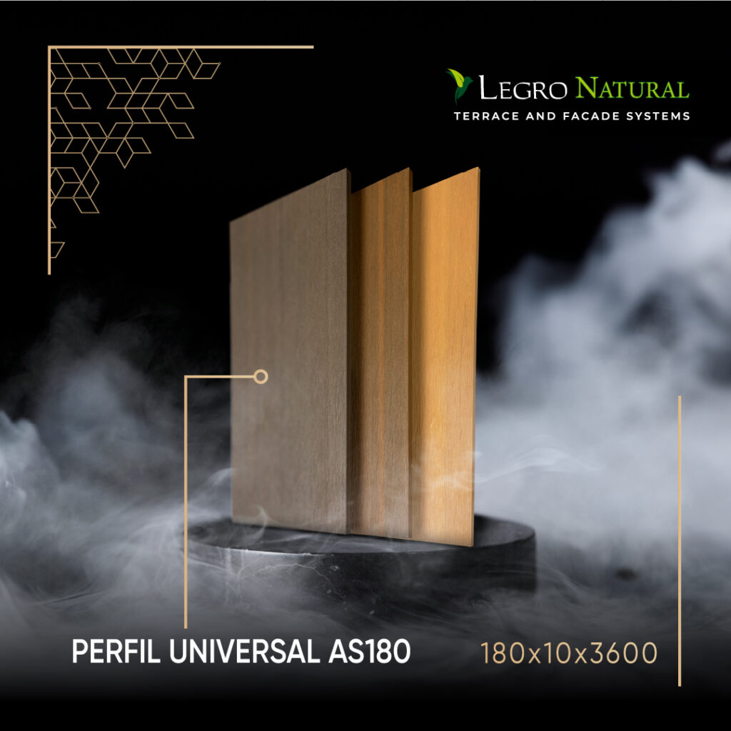 Perfil universal AS180 para sistemas de terraza y fachada Legro Natural
