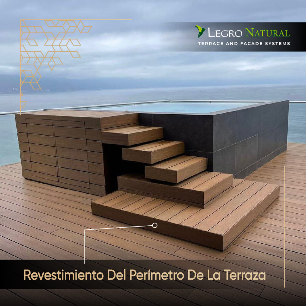 Perfil universal AS180 para sistemas de terraza y fachada Legro Natural. Acabado perimetral de la terraza